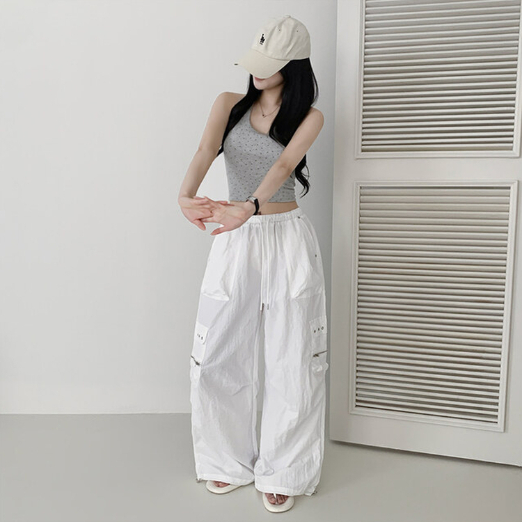 カーゴストリングナイロンワイドパンツ IVORY