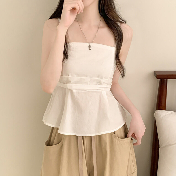 スクエアピンタックティアードキャミソール(6color) IVORY