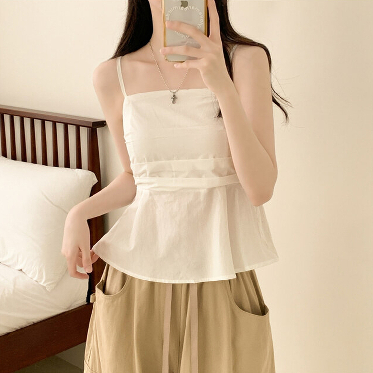 スクエアピンタックティアードキャミソール(6color) IVORY