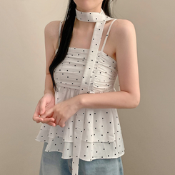 【マフラー付き】ドットY2Kキャミソール WHITE