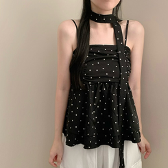 【マフラー付き】ドットY2Kキャミソール BLACK