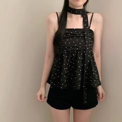 【マフラー付き】ドットY2Kキャミソール BLACK