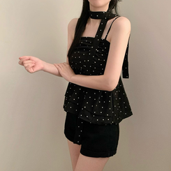 【マフラー付き】ドットY2Kキャミソール BLACK