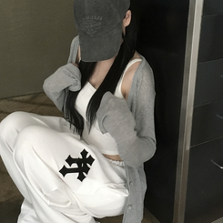 カーディガン ボタンクーリングルーズカーディガン GREY