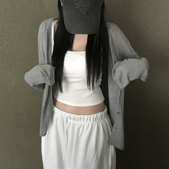 カーディガン ボタンクーリングルーズカーディガン GREY
