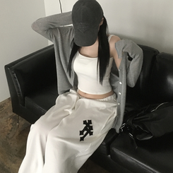 カーディガン ボタンクーリングルーズカーディガン GREY