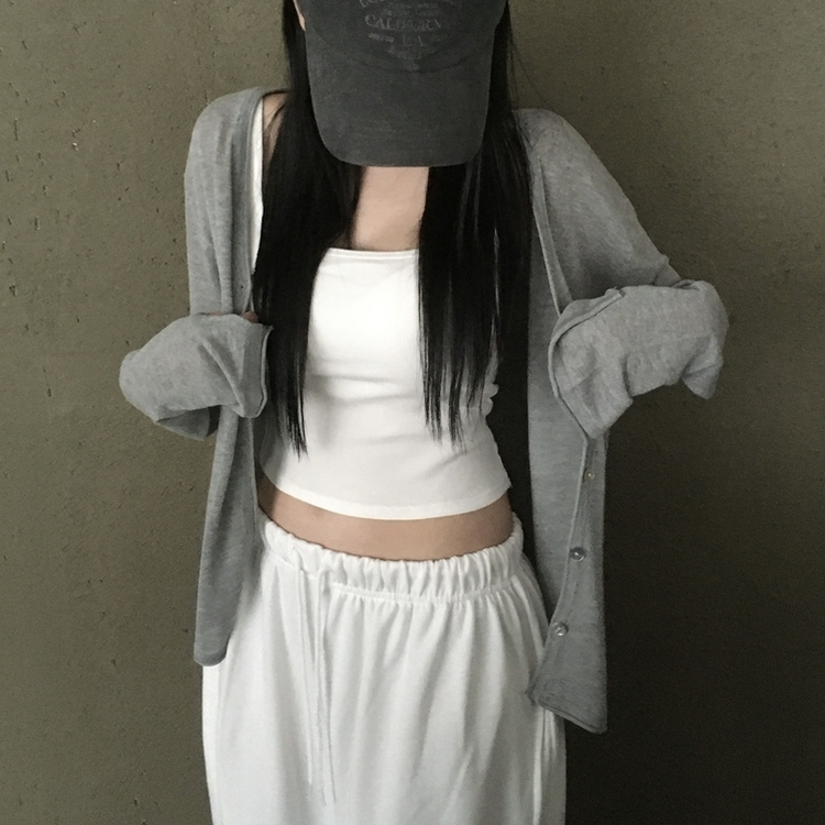 ボタンクーリングルーズカーディガン GREY