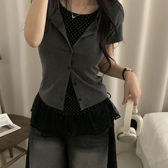ミニスカート ミニティアードラップスカート BLACK