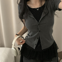ミニスカート ミニティアードラップスカート BLACK
