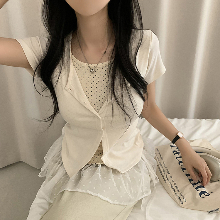 ドットキャミソールカーディガンTシャツ CREAM