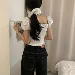 ワイド ステッチワッペンコットンカーゴジーンズ BLACK DENIM