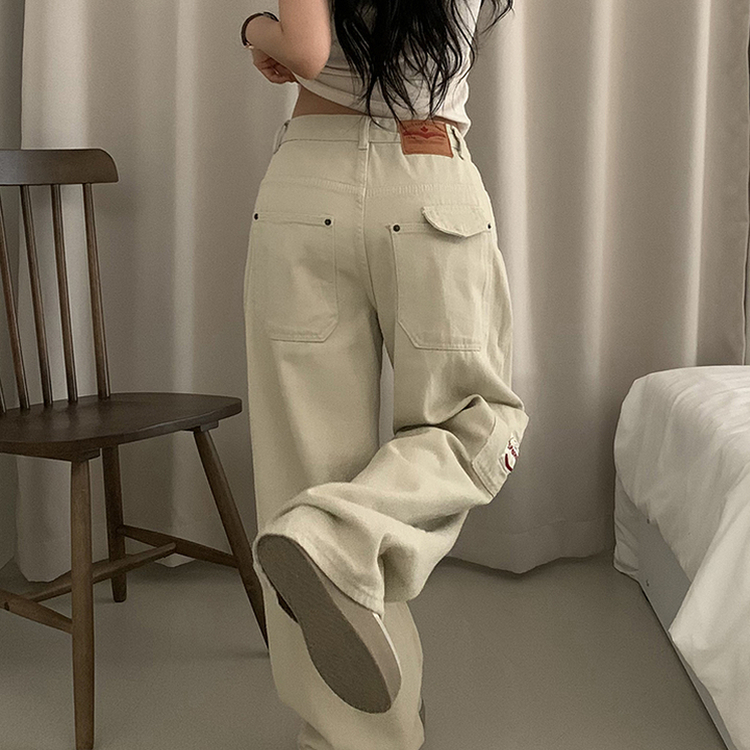 ステッチワッペンコットンカーゴジーンズ IVORY