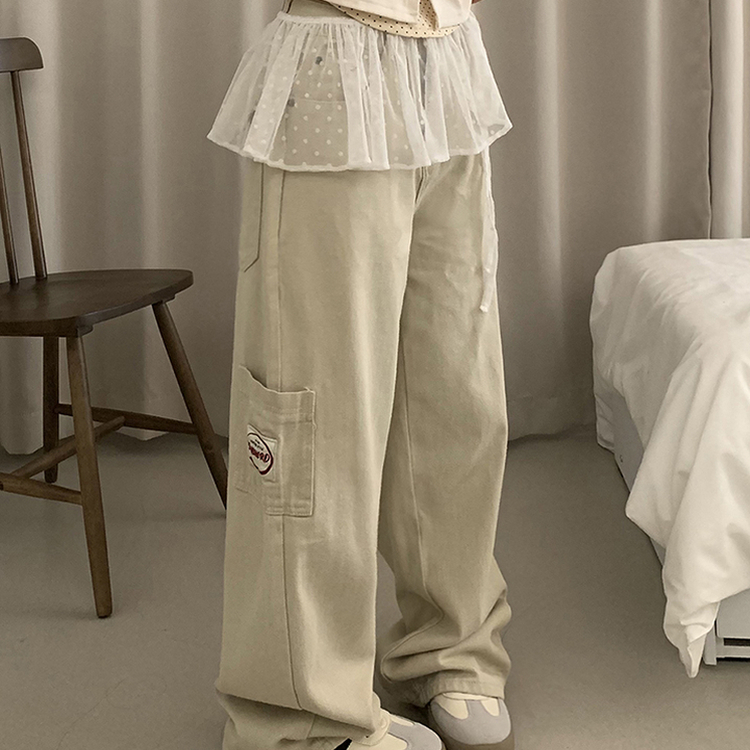 ステッチワッペンコットンカーゴジーンズ IVORY