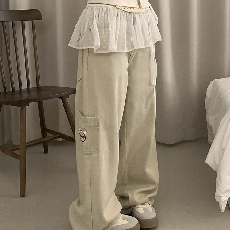 ステッチワッペンコットンカーゴジーンズ IVORY