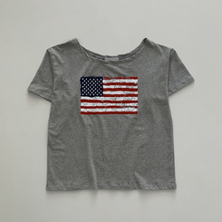 半袖Tシャツ ワンオフショルダーアメリカン半袖Tシャツ