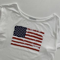 半袖Tシャツ ワンオフショルダーアメリカン半袖Tシャツ