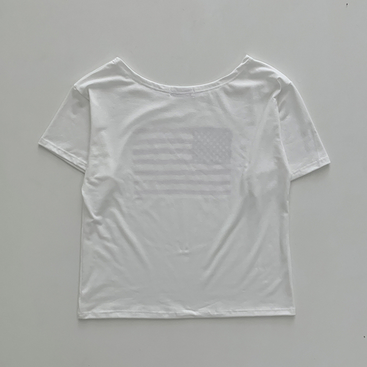 ワンオフショルダーアメリカン半袖Tシャツ