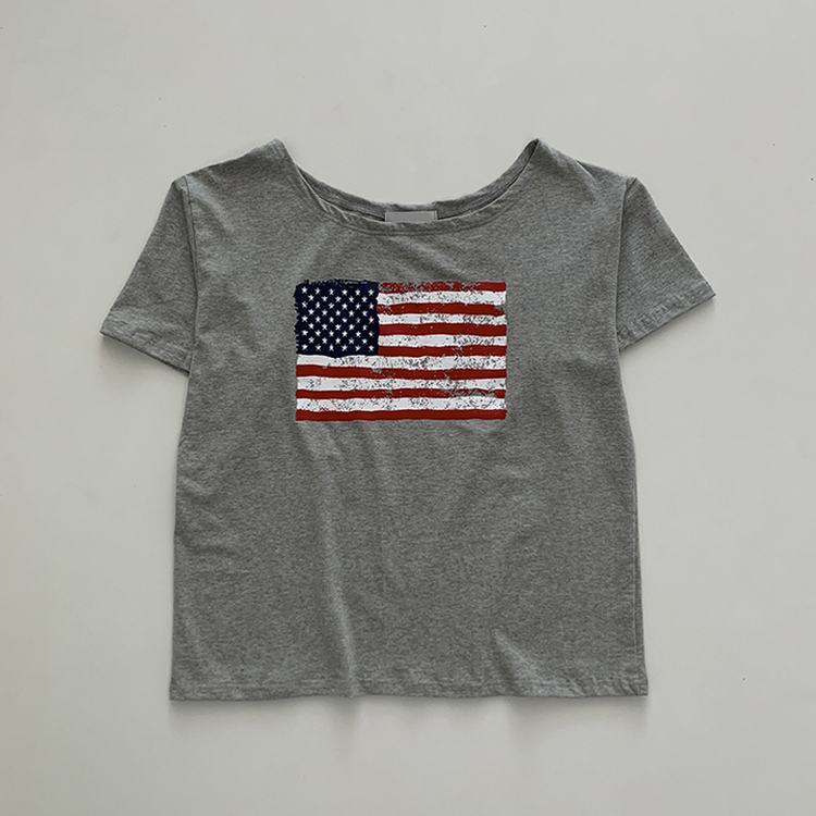 ワンオフショルダーアメリカン半袖Tシャツ