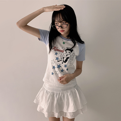 半袖Tシャツ バイカラーラグラン半袖Tシャツ SKY BLUE
