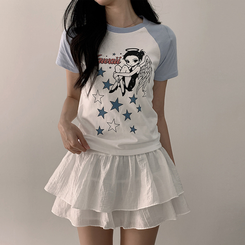 半袖Tシャツ バイカラーラグラン半袖Tシャツ SKY BLUE