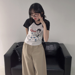 半袖Tシャツ バイカラーラグラン半袖Tシャツ BLACK