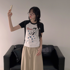 半袖Tシャツ バイカラーラグラン半袖Tシャツ BLACK