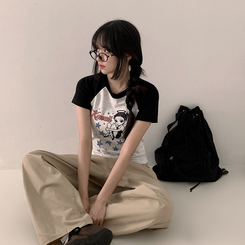 半袖Tシャツ バイカラーラグラン半袖Tシャツ BLACK