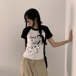 半袖Tシャツ バイカラーラグラン半袖Tシャツ BLACK