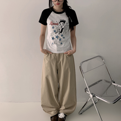 半袖Tシャツ バイカラーラグラン半袖Tシャツ BLACK