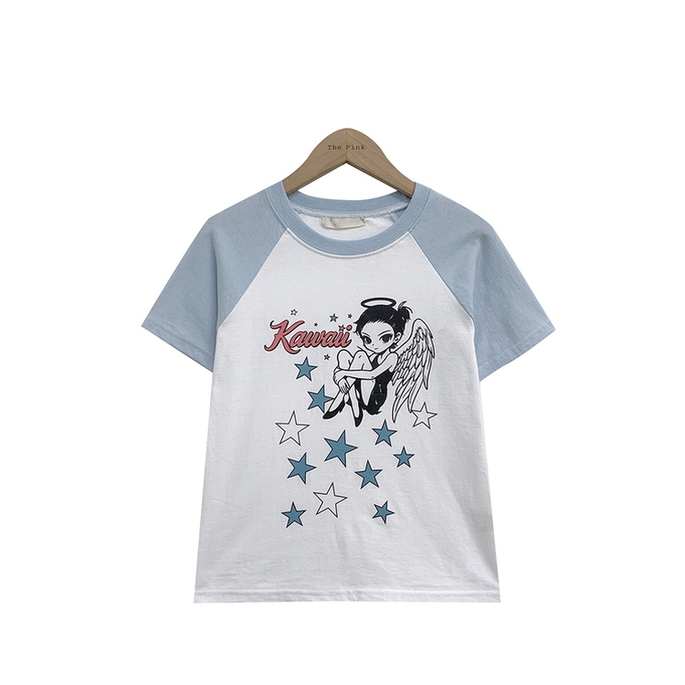 バイカラーラグラン半袖Tシャツ