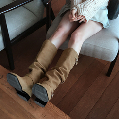 ブーツ スエードシャーリングロングブーツ BEIGE