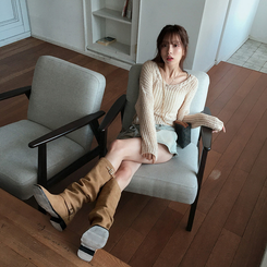 ブーツ スエードシャーリングロングブーツ BEIGE