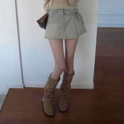 ブーツ スエードシャーリングロングブーツ BEIGE
