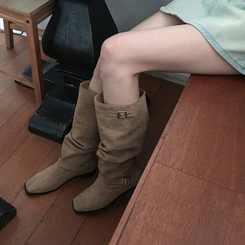 ブーツ スエードシャーリングロングブーツ BEIGE