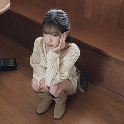 ブーツ スエードシャーリングロングブーツ BEIGE