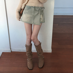 ブーツ スエードシャーリングロングブーツ BEIGE