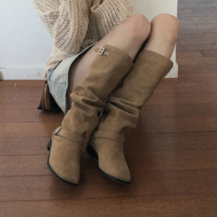 ブーツ スエードシャーリングロングブーツ BEIGE