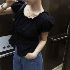 ブラウス シャーリングラブリーブラウス BLACK