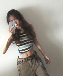 ノースリーブ ストライプホルターキャミソール MINT