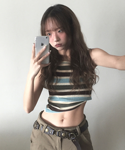 ノースリーブ ストライプホルターキャミソール MINT