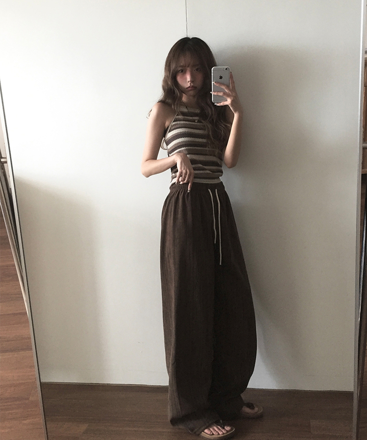 ストライプホルターキャミソール BEIGE