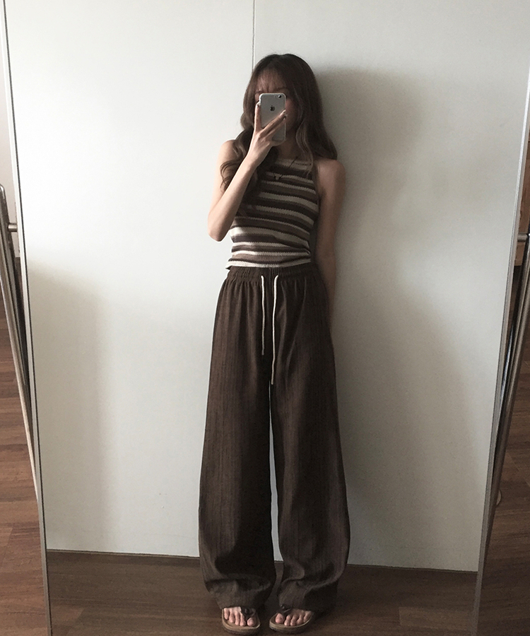 ストライプホルターキャミソール BEIGE