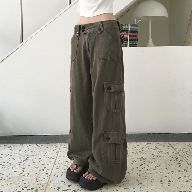 ポケットセミワイドローライズカーゴパンツ KHAKI