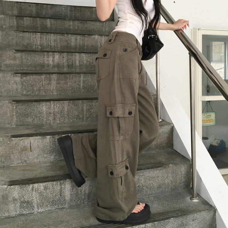 ポケットセミワイドローライズカーゴパンツ KHAKI