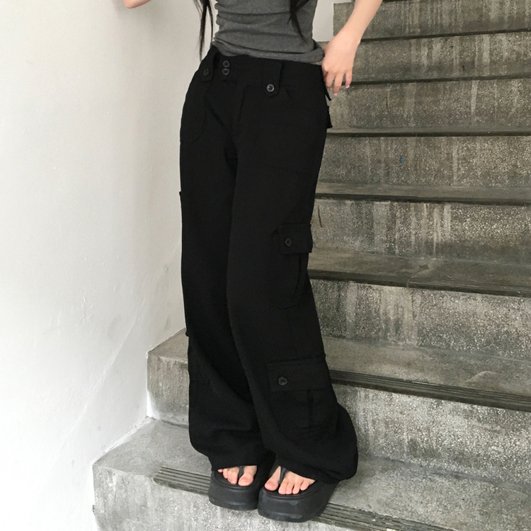 ポケットセミワイドローライズカーゴパンツ BLACK