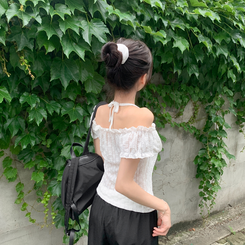 ブラウス ホルターリボンオフショルダーブラウス WHITE