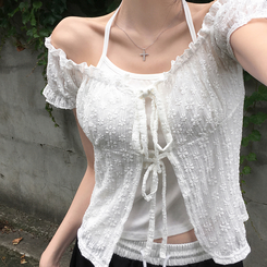 ブラウス ホルターリボンオフショルダーブラウス WHITE