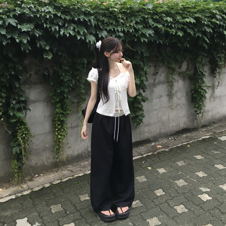 ホルターリボンオフショルダーブラウス WHITE