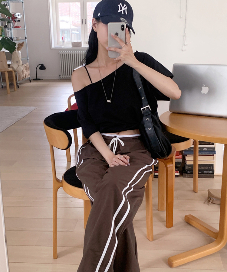 【丈別 カップ付き】ベーシックキャミソール BLACK