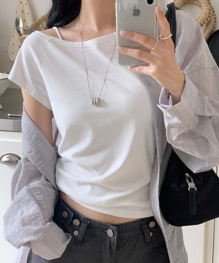【丈別 カップ付き】ベーシックキャミソール IVORY
